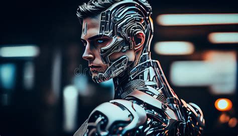 Male Android Robot Ai Generated Stock Illustration Illustration Of