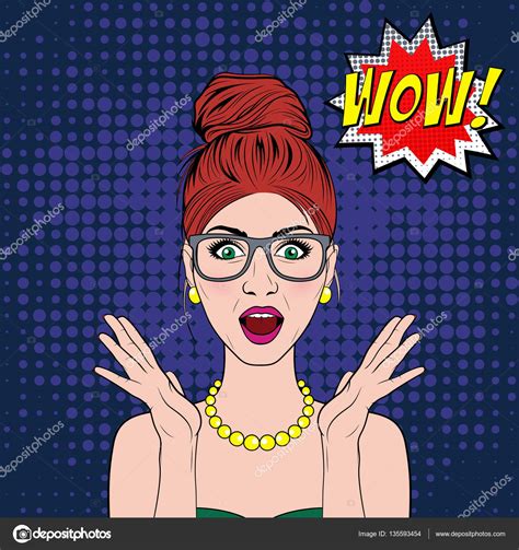 Vector Surprised Woman In The Pop Art Comics Style Stock Vector Image By ©gomolach 135593454