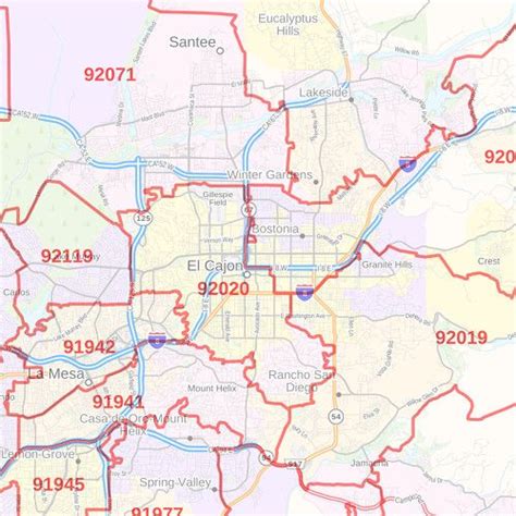 San Diego County Map California Zip Codes