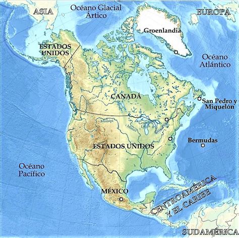 Mapa De América Del Norte 🥇 Norteamérica Político Físico Mudo