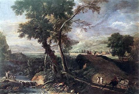 Landscape With River And Figures By Marco Ricci Hand Painted Oil