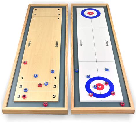 Gosports Shuffleboard And Curling 2 In 1 Table Top Board Game With 8