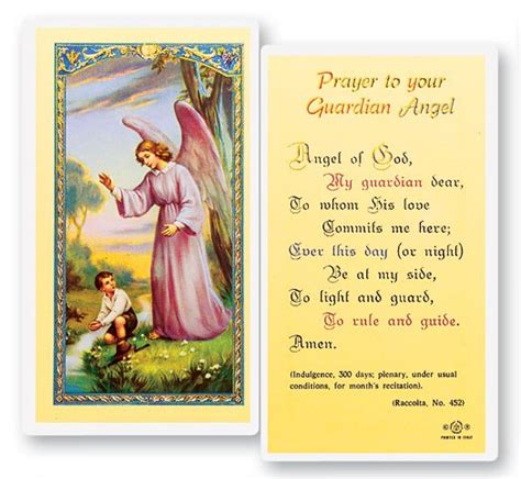 Prayer To Guardian Angel Boy Laminated Prayer Cards 25 Pack