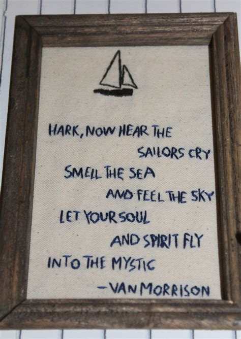 Van Morrison Into The Mystic Lyrics Beachy Custom Embroidered Etsy Uk