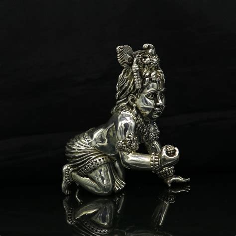925 Sterling Silver Handmade Idol Krishna Bal Gopal Statue Etsy