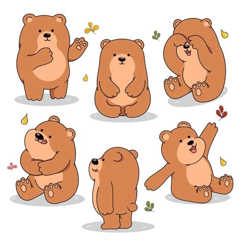 premium vector character of cute bear cartoon collection on white backgrounddrawing vector