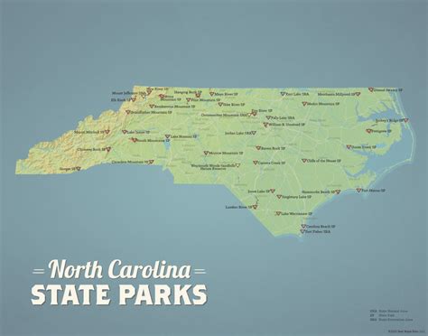 North Carolina State Parks Map 11x14 Print Best Maps Ever