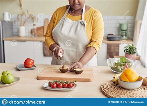 Black Woman Cooking At Home Stock Photo Image Of Tomato Smiling