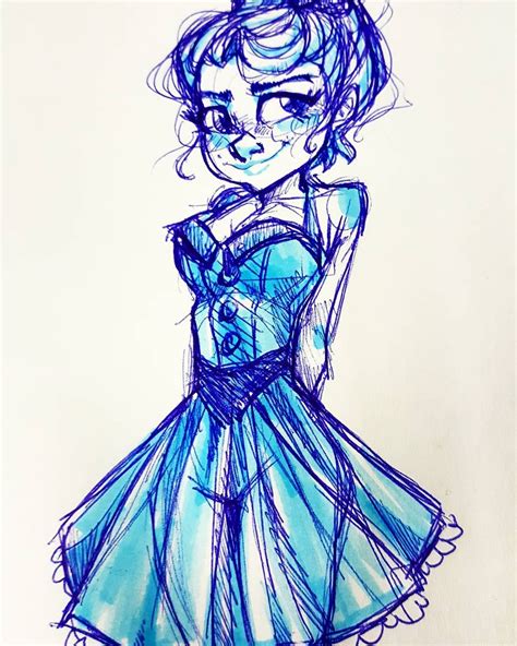 Rin Din On Instagram Pen Sketchin Blue Girl Art Drawing