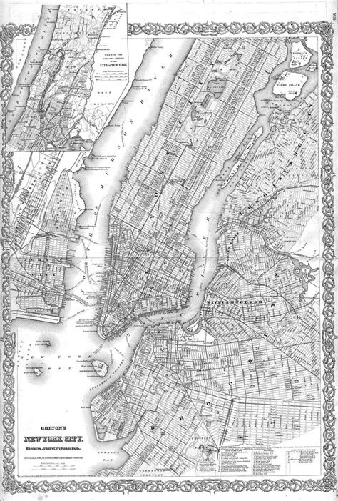 Vintage Print Of Manhattan 1800s New York City Map On Matte Etsy Finland