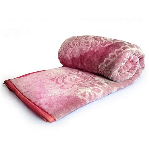 Multicolor Acrylic Flora Embossed Double Bed Mink Blanket Modern Rs