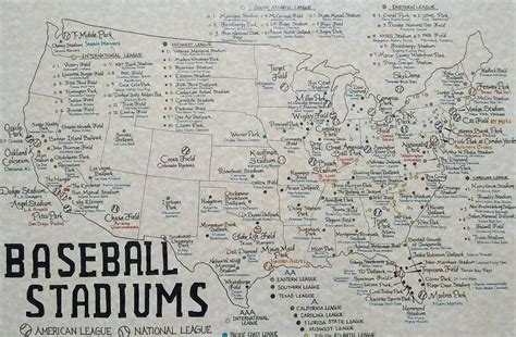 Baseball Stadiums Map Us Etsy