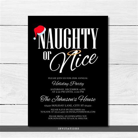 Naughty And Nice Party Invitations Holiday Party Invitations Etsy