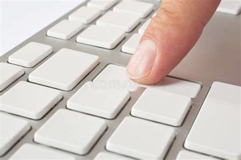 Finger Pressing A Computer Key Stock Image Image Of Button White