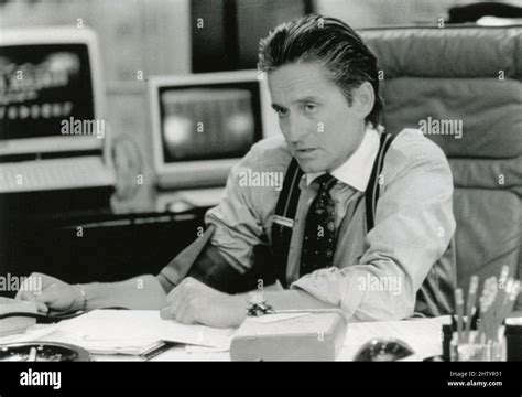 American Actor Michael Douglas In The Movie Wall Street Usa 1987 Stock