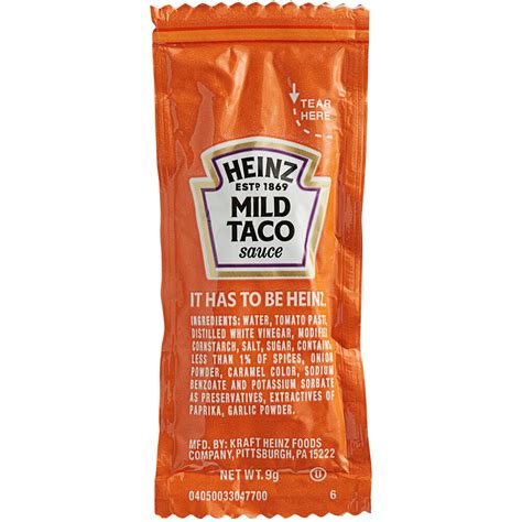 Heinz 9 Gram Mild Taco Sauce Portion Packets 200case