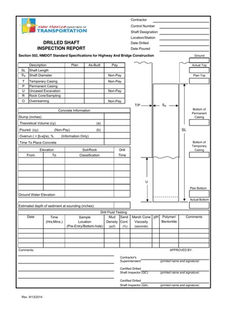 New Mexico Drilled Shaft Inspection Form Fill Out Sign Online And