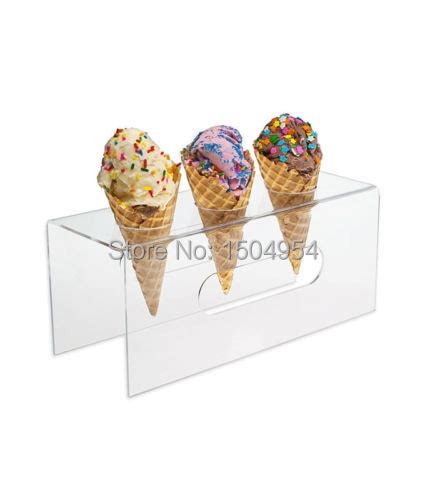 Hmrovoom Holes Acrylic Ice Cream Cone Holder Stand With Armrests New Type Acrylic Ice Cream