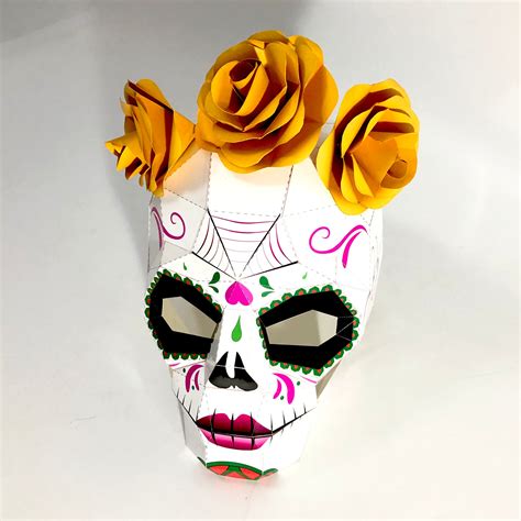 Catrina Mask Sugar Skull Paper Mask For Adults Diy Digital Etsy Uk