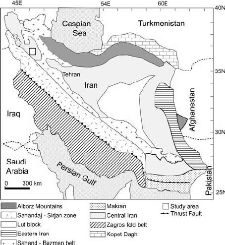 Simplified Geological Map Showing Structural Subdivisions Of Iran And
