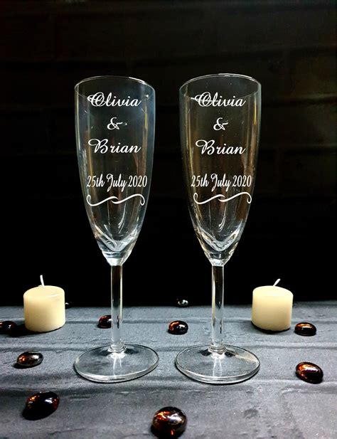 Personalised Engraved Champagne Glasses Set Personalised Etsy