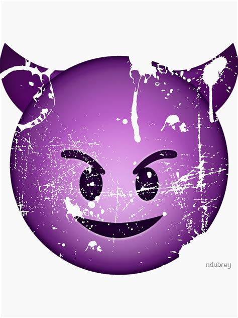 Devil Face Purple Distressed Emoji Sticker For Sale By Ndubrey