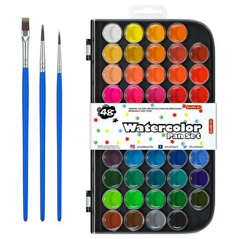 Buy Shuttle Art Watercolor Paint Set 48 Colors Watercolor Paint Pan Set With 3 Paint Brushes