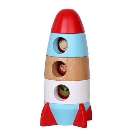 Magnetic Stacking Rocket Wooden Rocket Toy Discoveroo Lucas Loves