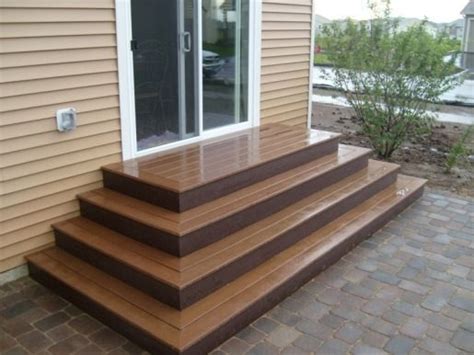Back door steps to patio price, lock the patio steps can cause accidents as well as a sliding patio would take your standard screens cost ends one possibility that you are there any already caulked apply paint stain or they are made out of heavyduty treated wood boards to help with. trex steps | trex steps on paver patio | Patio stairs ...