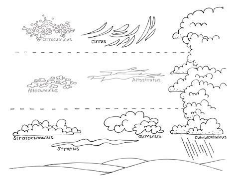 Clouds dangerous weather hurricanes tornadoes weather forecasting seasons weather glossary and terms world biomes biomes and ecosystems desert grasslands savanna tundra tropical rainforest temperate forest taiga forest marine freshwater coral reef: clouds | Cloud type, Drawing for kids, Clouds