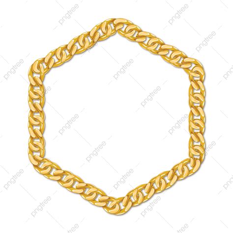 Hexagon Gold Chain Shape Gold Chain Hexagon Chain Png Png And Vector
