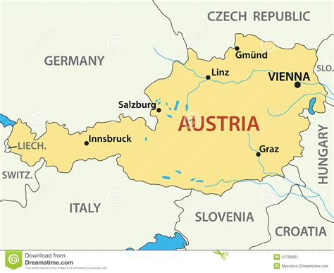 L'autriche est une république fédérale de type parlementaire constituée de 9 provinces fédérées, régie par la. Carte De L'Autriche - Illustration - Vecteur Illustration ...