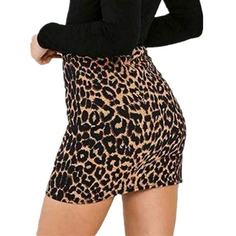 Diconna Womens Skirt Leopard Printed Ladies Stretch Elasticated Summer Short Mini Skirt