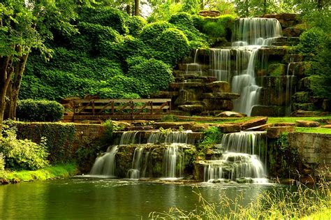 Waterfall Landscape Nature Cascade Water Scenic Outdoors Green Summer Pikist