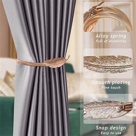 4 Pack Curtain Tiebackssimple Leaves Curtain Clip Spring Soft Tie Rope