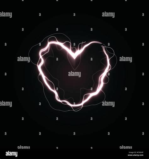 Shining Heart Love Power Symbol Electric Line In Heart Shape Unusual