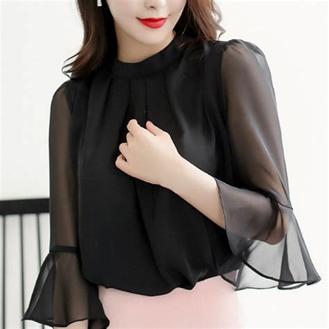 Ol Elegant Lotus Leaf Butterfly Sleeve Chiffon Blouse Women 2xl Lady Shirt In Blouses And Shirts