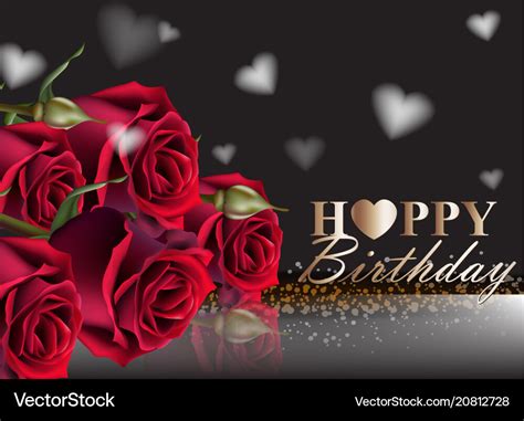 Happy Birthday Red Roses Background Royalty Free Vector