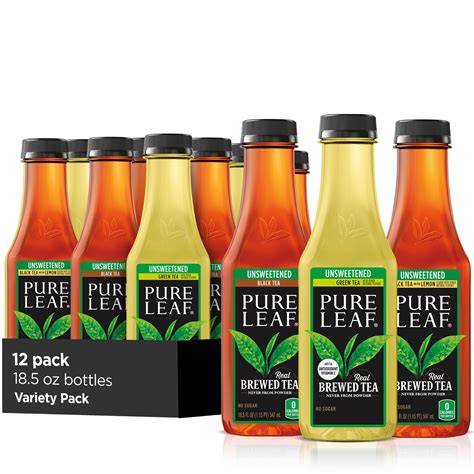 12 Bottles Pure Leaf Iced Tea Unsweetened Variety Pack 185 Fl Oz