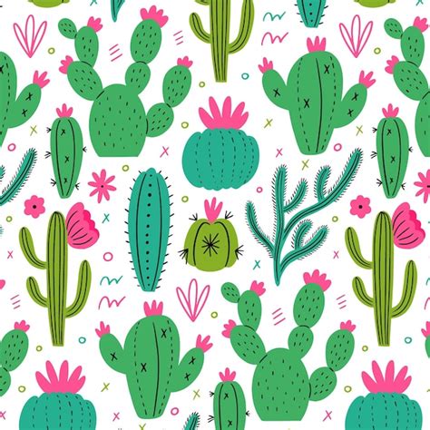 Free Vector Minimalist Pattern With Cactus Plants