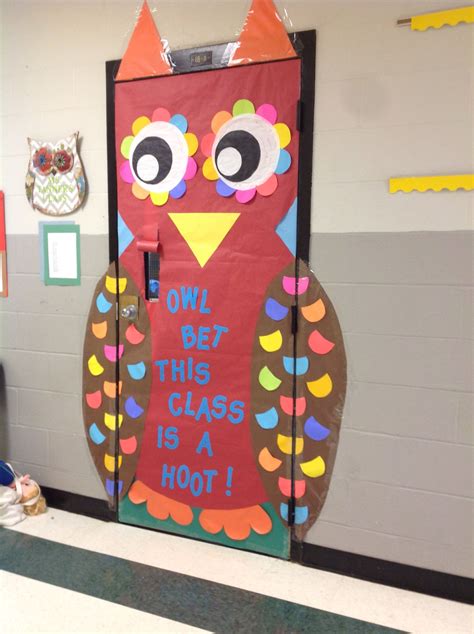 Fall Owl Door For A 4th Grade Class Adding A Panel To The Wall In Late
