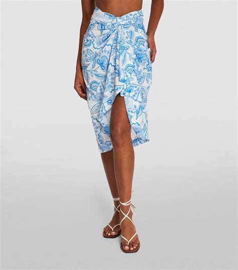 Melissa Odabash Blue Ceramic Print Pareo Skirt Harrods Uk