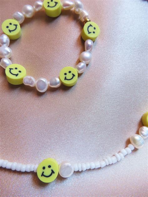 Smiley Face Necklace Freshwater Pearls Smiley Beads Etsy