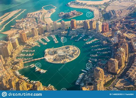 Rich Real Estate Pearl Qatar Island In Doha Through The Airplane