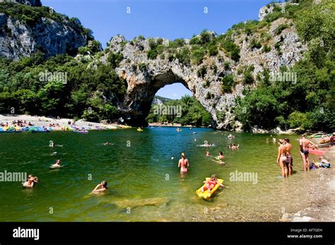 Natural Arch Gorges The Ardeche River Vallon Pont D Arc France Stock