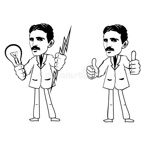 Two Black And White Vector Image Of Nikola Tesla Stock Vector