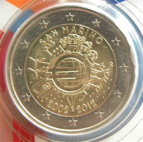 San Marino 2 Euro Münze 10 Jahre Euro Bargeld 2012 Euro Muenzentv