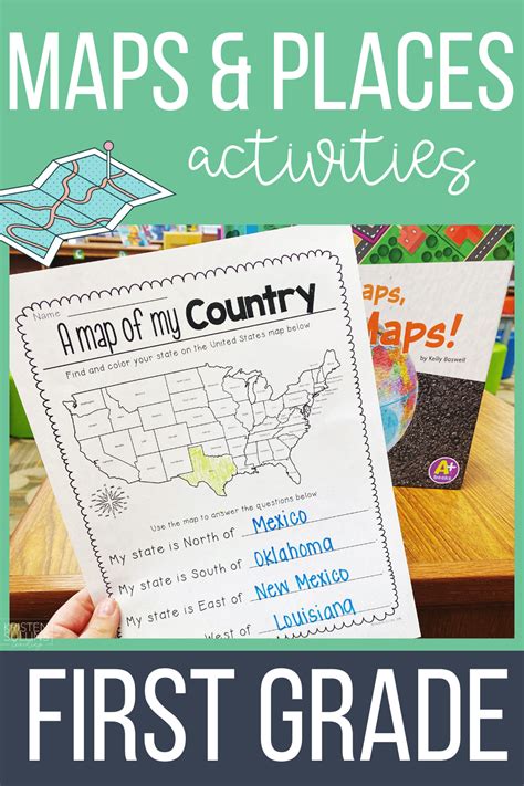 The First Grade Map And Places Activity Is Shown With Text That Reads