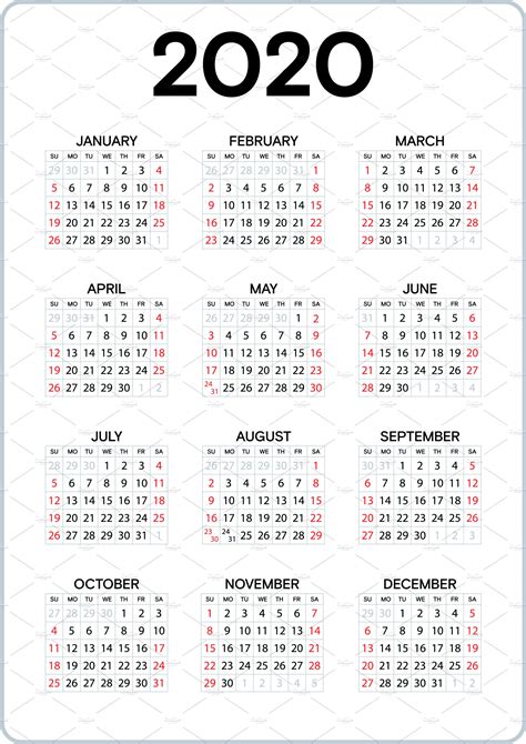 Pocket Calendar For 2020 Graphics Creative Market