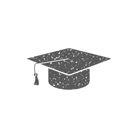 Premium Vector Graduation Hat Icon In Grunge Texture Vector Illustration